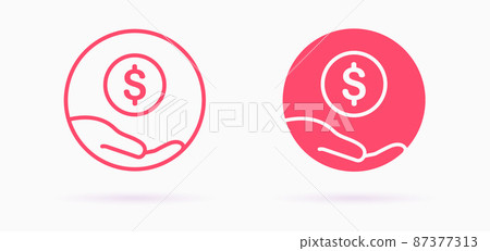Donate icon. Charity, help sponsor logo template. Vector illustration. Donate icon. Charity, help sponsor logo template. Vector illustration. 87377313