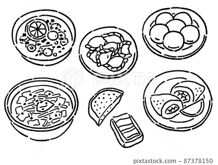 烏克蘭當地美食線描的矢量插圖集 烏克蘭當地美食線描的矢量插圖集 87378150