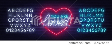 You are loved neon sign on brick wall background. 87378566