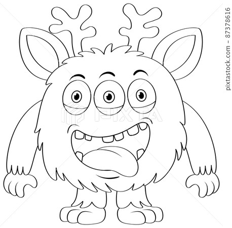 Black and white doodle character Black and white doodle character 87378616