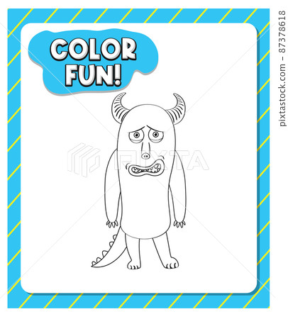 Worksheets template with color fun! text and monster outline Worksheets template with color fun! text and monster outline 87378618