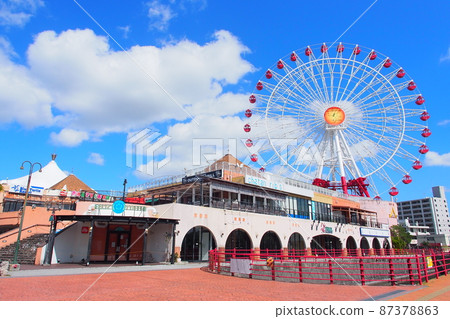 blue sky and ferris wheel blue sky and ferris wheel 87378863
