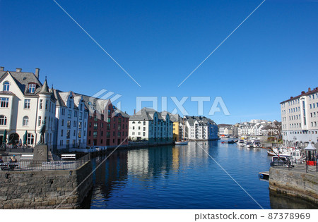 Beautiful streets of Alesund (Norway) 87378969