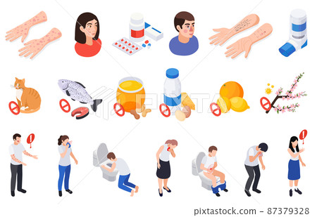 Allergy Symptoms Icon Set 87379328