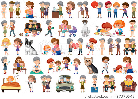 Set of different activities people in cartoon style Set of different activities people in cartoon style 87379545
