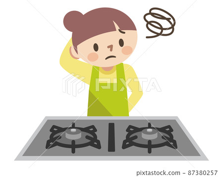 因為煤氣灶不著火而陷入困境的女人 87380257