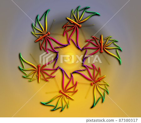 3D rendering combo creative colorful graphics artwork 87380317