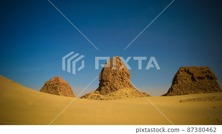 Nuri pyramids in desert in Napata Karima region , Sudan Nuri pyramids in desert in Napata Karima region , Sudan 87380462