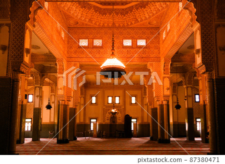 Interior of Niamey Grand mosque in Niamey, Niger 87380471
