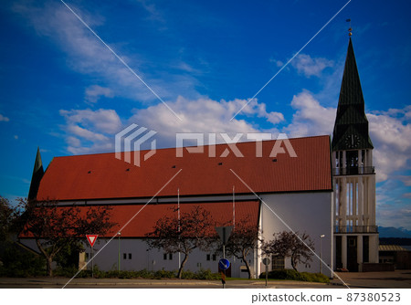 Exterior view to facade of Molde Domkirke, Norway Exterior view to facade of Molde Domkirke, Norway 87380523