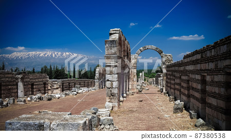 Ruins of ancient city Anjar in Bekaa valley, Lebanon 87380538