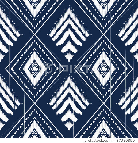 White Diamond on Indigo Blue. Geometric ethnic oriental pattern traditional Design for background,carpet,wallpaper,clothing,wrapping,Batik,fabric, vector illustration embroidery style White Diamond on Indigo Blue. Geometric ethnic oriental pattern traditional Design for background,carpet,wallpaper,clothing,wrapping,Batik,fabric, vector illustration embroidery style 87380899