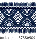 White Diamond on Indigo Blue. Geometric ethnic oriental pattern traditional Design for background,carpet,wallpaper,clothing,wrapping,Batik,fabric, vector illustration embroidery style 87380900