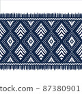 White Diamond on Indigo Blue. Geometric ethnic oriental pattern traditional Design for background,carpet,wallpaper,clothing,wrapping,Batik,fabric, vector illustration embroidery style 87380901