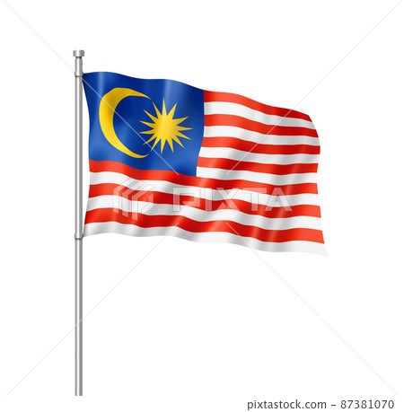 Malaysian flag isolated on white Malaysian flag isolated on white 87381070