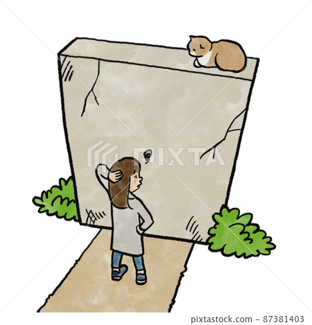 A high wall that stands in front of a child 87381403