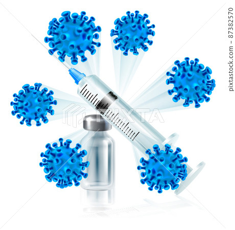 Vaccine Syringe and Vials Vaccination Concept 87382570