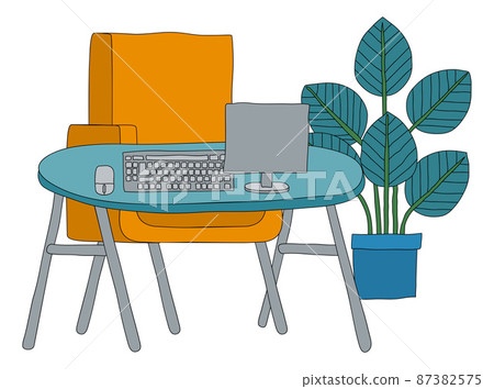Office Business Scene Desk Computer Workstation 87382575