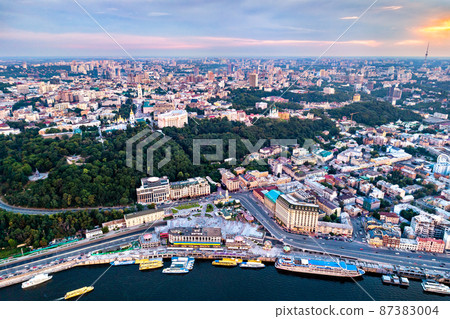 Aerial view of the old town of Kiev, Ukraine 87383004