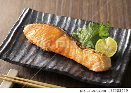 Baked salted coho salmon 87383459