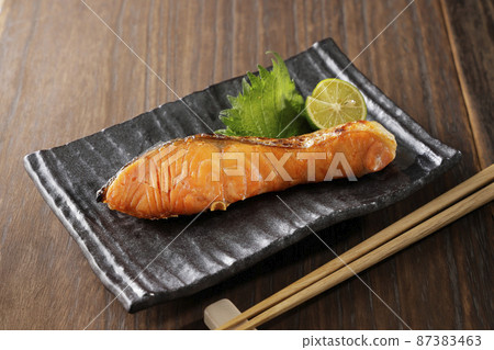 Baked salted coho salmon Baked salted coho salmon 87383463