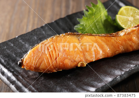 Baked salted coho salmon 87383475