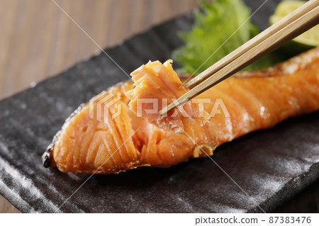 Baked salted coho salmon 87383476