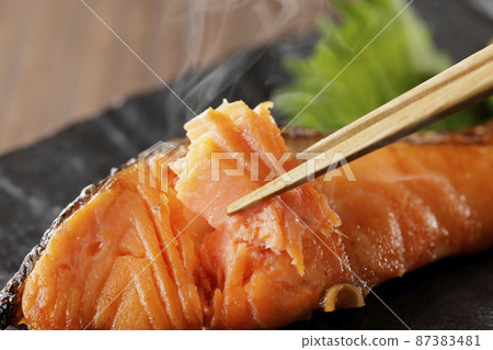 Baked salted coho salmon Baked salted coho salmon 87383481