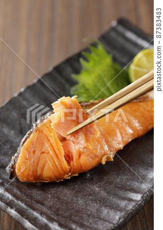 Baked salted coho salmon Baked salted coho salmon 87383483