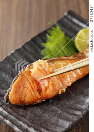 Baked salted coho salmon 87383484
