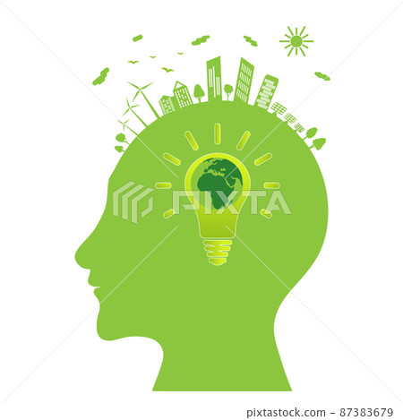 Silhouette of a human head with lightbulb inside. Silhouette of a human head with lightbulb inside. 87383679