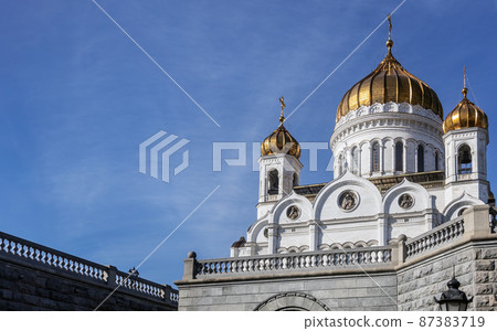 view of the Cathedral of Christ the Savior in Moscow view of the Cathedral of Christ the Savior in Moscow 87383719