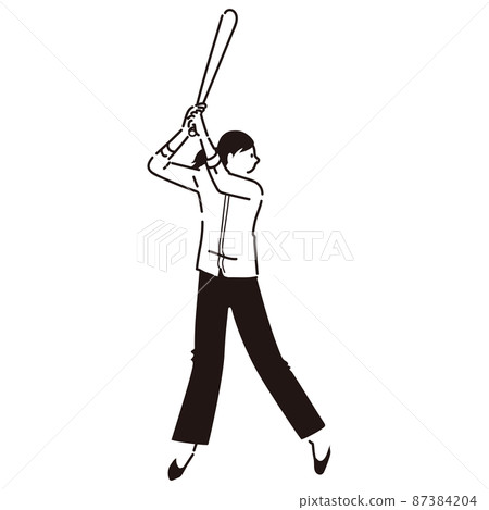 Illustration vector office women's baseball hitting batter Illustration vector office women's baseball hitting batter 87384204