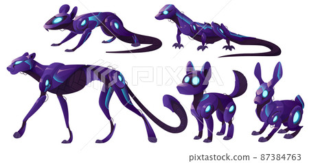 Mechanical animals, panther, dog and rabbit robots 87384763