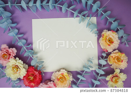 Mockup with Spring Flowers and invitation greeting card Mockup with Spring Flowers and invitation greeting card 87384818