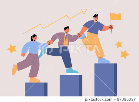Leadership concept with people climb up on graph Leadership concept with people climb up on graph 87386357