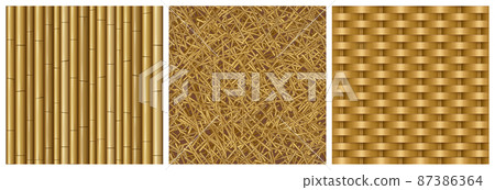 Game textures bamboo stems, straw and wicker set 87386364
