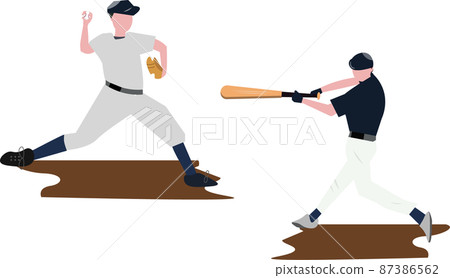Baseball Pitcher and Cashier Illustration Pitcher and hitter in uniform Baseball Pitcher and Cashier Illustration Pitcher and hitter in uniform 87386562