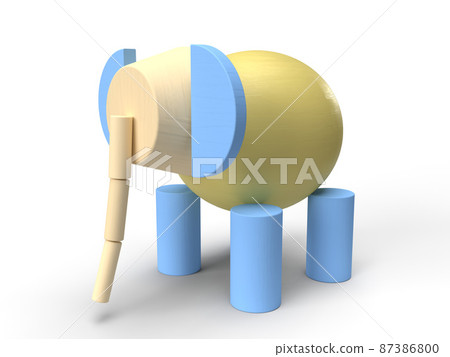 3D illustration of an elephant made of building blocks 3D illustration of an elephant made of building blocks 87386800
