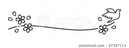 簡單可愛的小鳥畫框素材（單色線描） 87387113