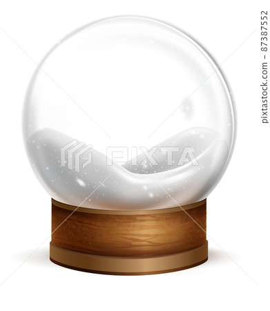 Realistic snowball mockup. Empty glass sphere with snow Realistic snowball mockup. Empty glass sphere with snow 87387552