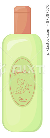 Green cosmetic bottle icon. Cartoon lotion container 87387570