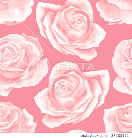 Seamless pattern with cream pink rose buds. Vintage floral background 87388151