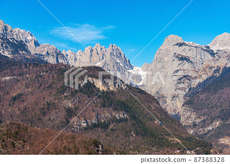 Mountain Range and Peak of Brenta Dolomites - Trentino Alto Adige Italy Mountain Range and Peak of Brenta Dolomites - Trentino Alto Adige Italy 87388328