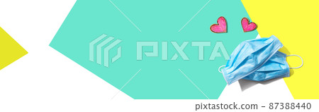 Medical worker appreciation theme with hearts and face mask Medical worker appreciation theme with hearts and face mask 87388440