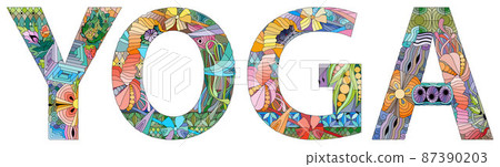 Word YOGA. Vector decorative zentangle object 87390203