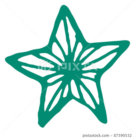 Hand drawn star. Green five rays sketch Hand drawn star. Green five rays sketch 87390532