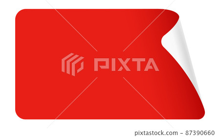 Sticky label mockup. Realistic red rectangular sticky note 87390660