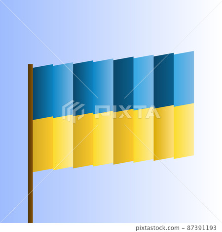 Waving flag of Ukraine. Illustration of flag of the Europe on the flagpole. Patriotic icon isolated on light background. Blue and yellow national color flag of Ukraine. Vector illustration. Waving flag of Ukraine. Illustration of flag of the Europe on the flagpole. Patriotic icon isolated on light background. Blue and yellow national color flag of Ukraine. Vector illustration. 87391193