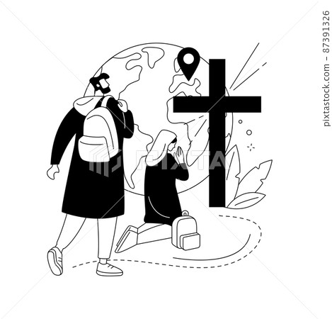 Christian pilgrimages abstract concept vector illustration. Christian pilgrimages abstract concept vector illustration. 87391326